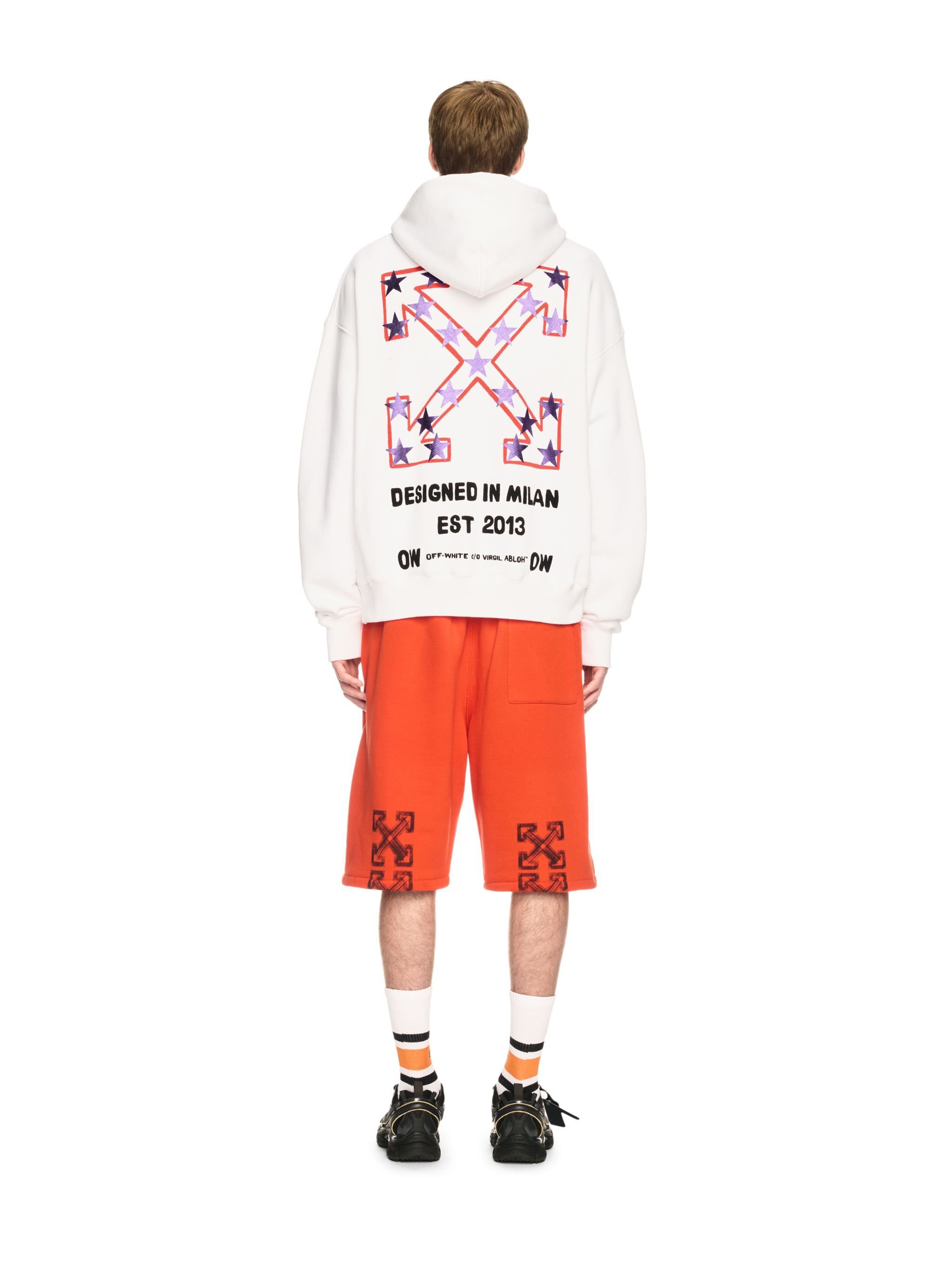 OFF WHITE Felpa Bianca Con Cappuccio E Motivo Starry Arrow BIANCO OMBB085S25FLE00D