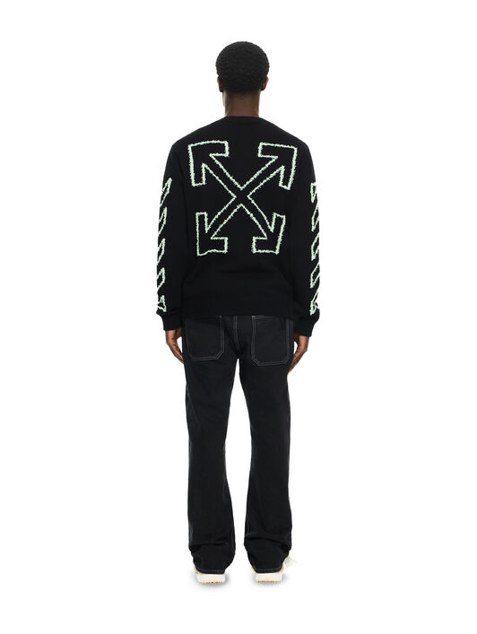 OFF WHITE Diagonal Arrow Fuzzy Crewneck Sweater BLACK 44MHE087S26K001