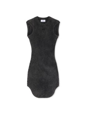 OFF WHITE Off Stamp Ribbed Kat Mini Dress MARBLE BLACK-BLACK OWDB560F25JER001