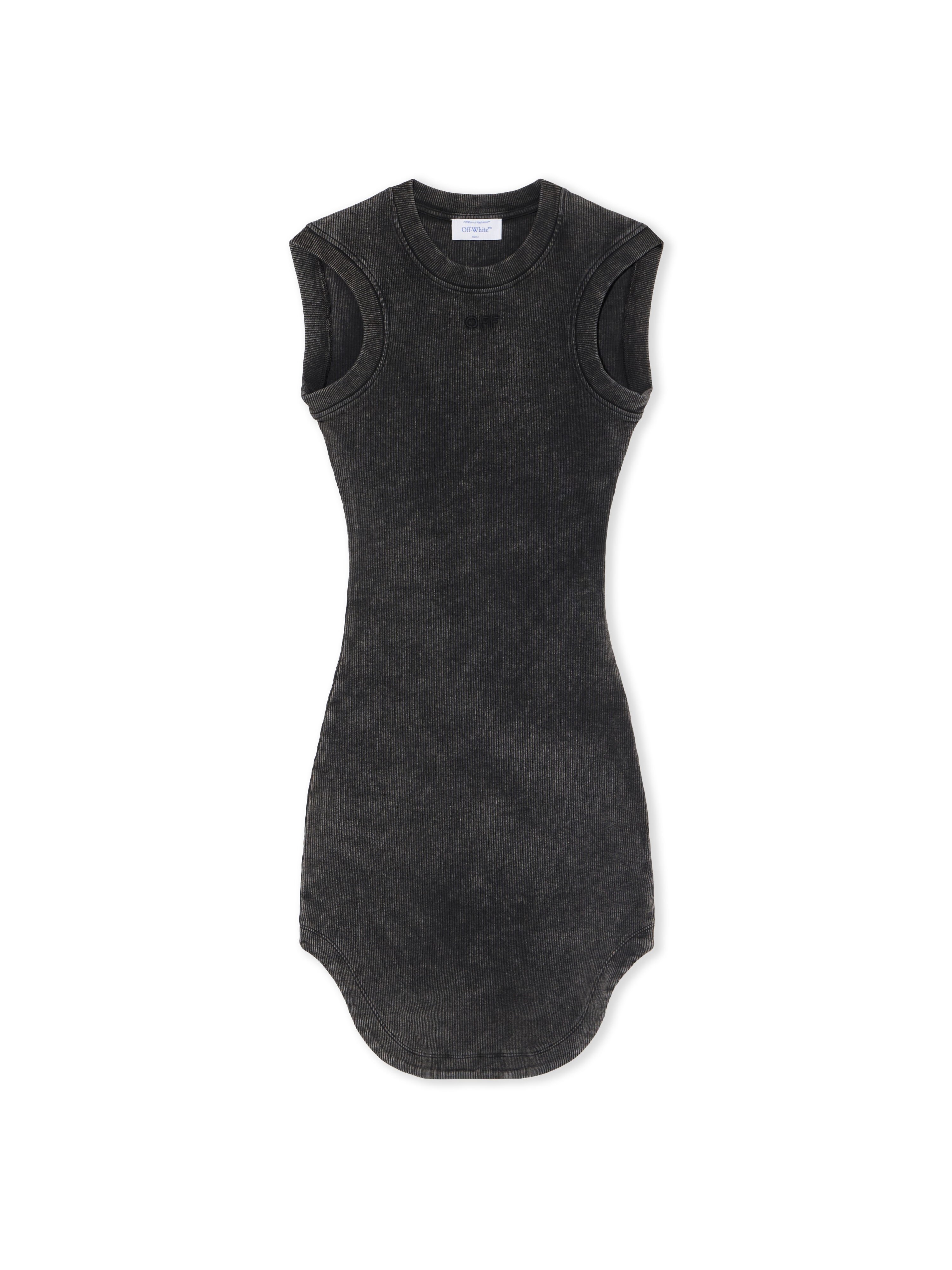 OFF WHITE Off Stamp Ribbed Kat Mini Dress MARBLE BLACK-BLACK OWDB560F25JER001