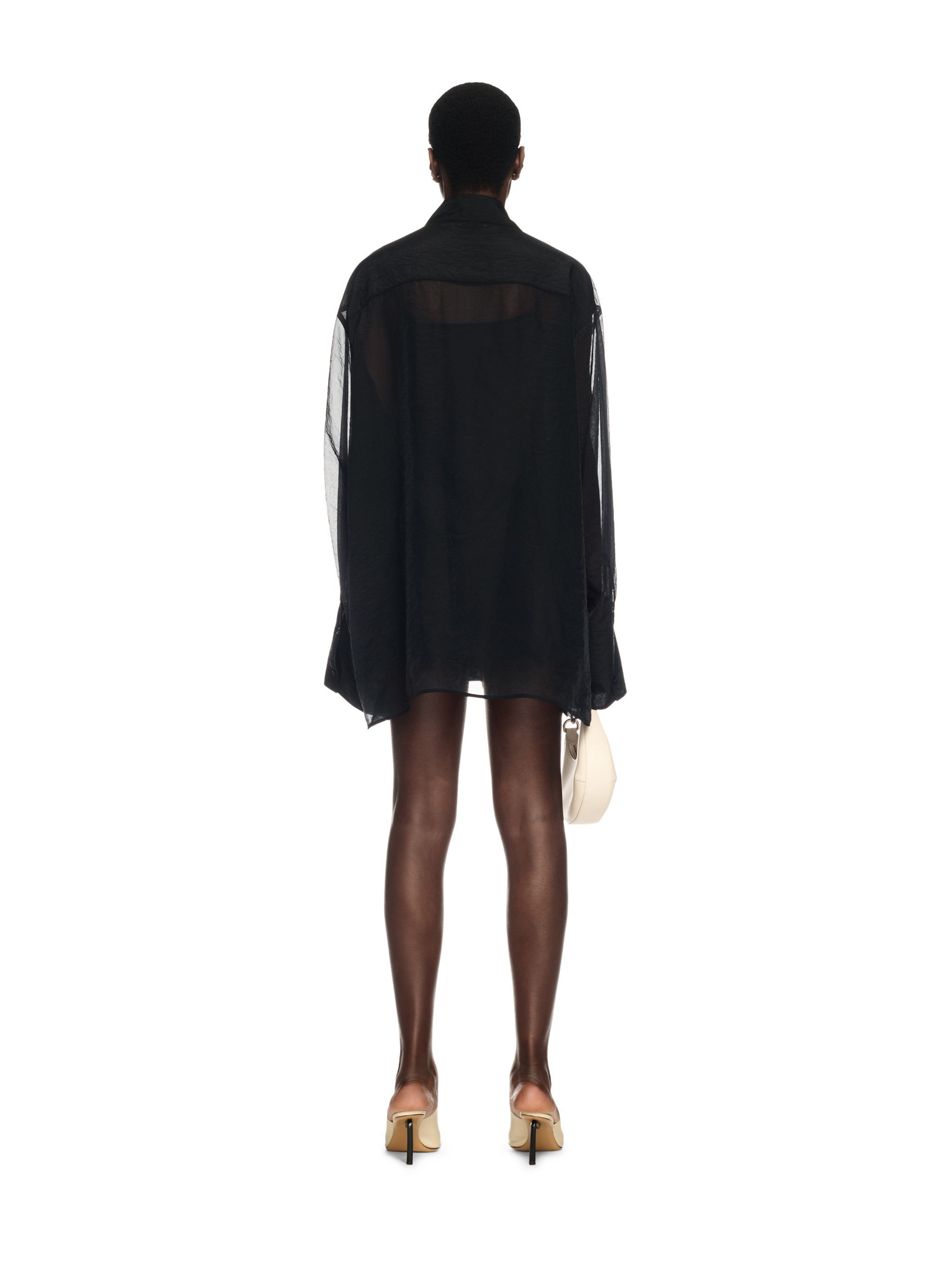 OFF WHITE Black Organza Shirt Dress BLACK OWDG00BS25FAB001