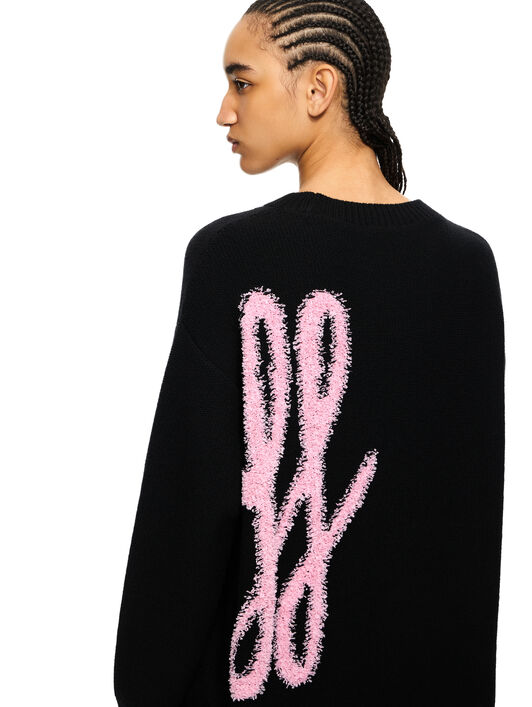 OFF WHITE Shared Fuzzy Knit Crewneck Black-Soft Pink 2HE10US26KNI001