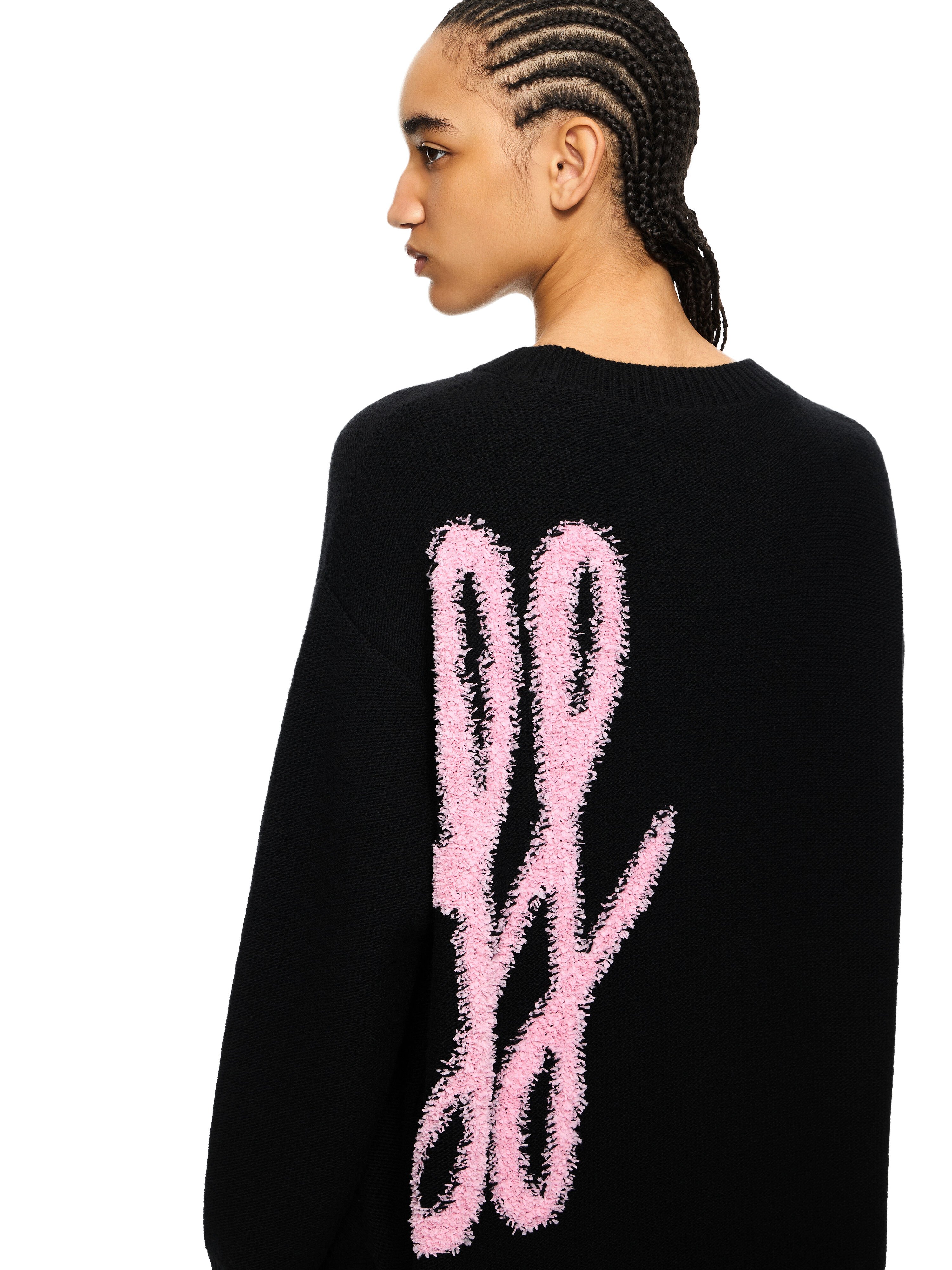 OFF WHITE Shared Fuzzy Knit Crewneck Black-Soft Pink 2HE10US26KNI001