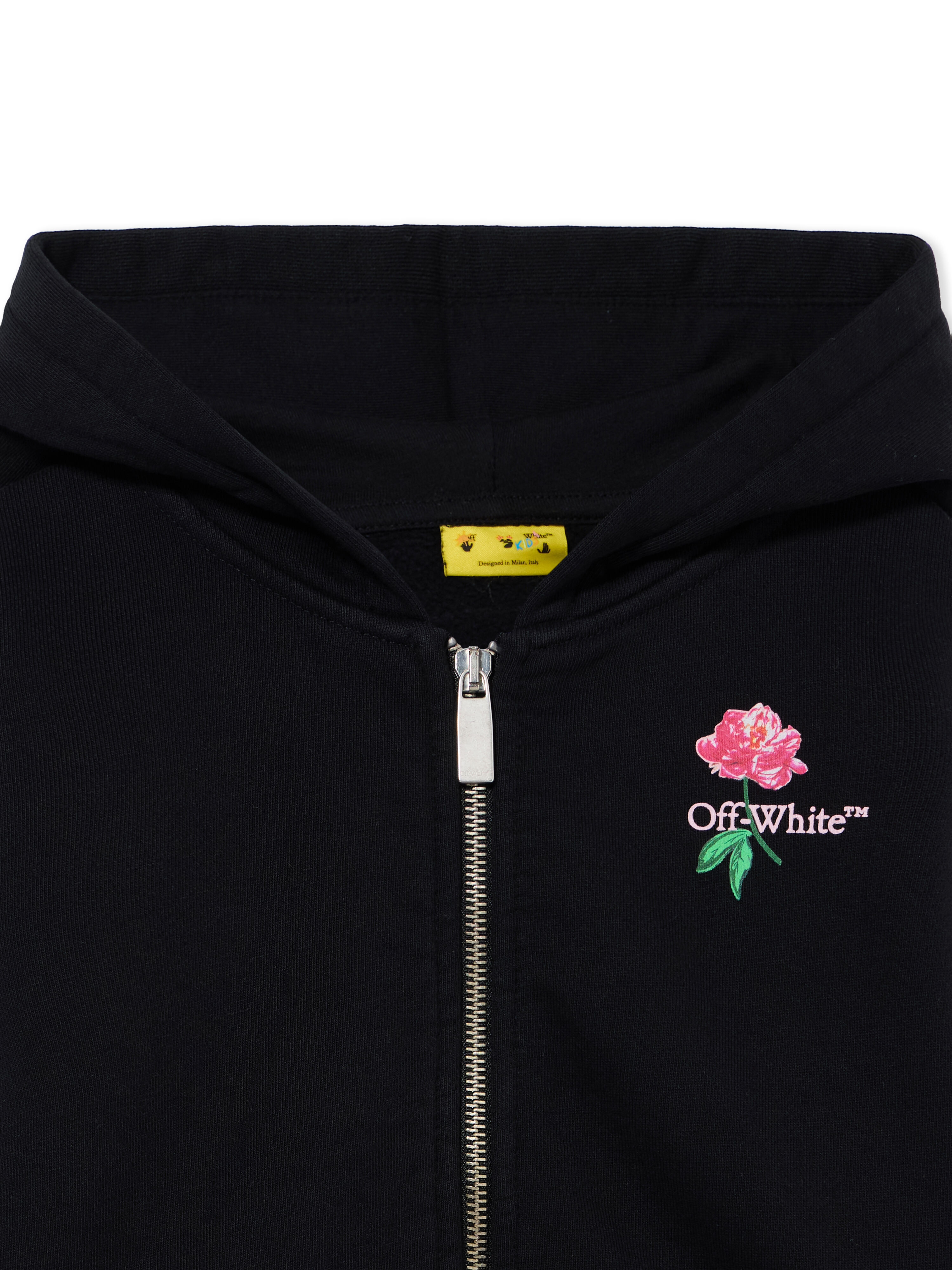 OFF WHITE Arrow Flower Zip-Up Hoodie BLACK 44GBE001F26F001
