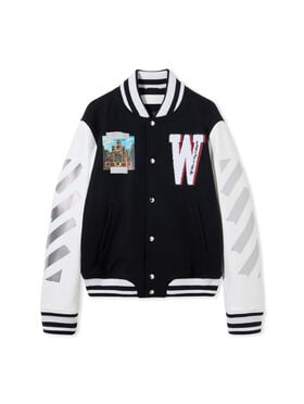 OFF WHITE Wo Soundsystem Varsity BLACK-RED DAHLIA OMJA122F25LEA003
