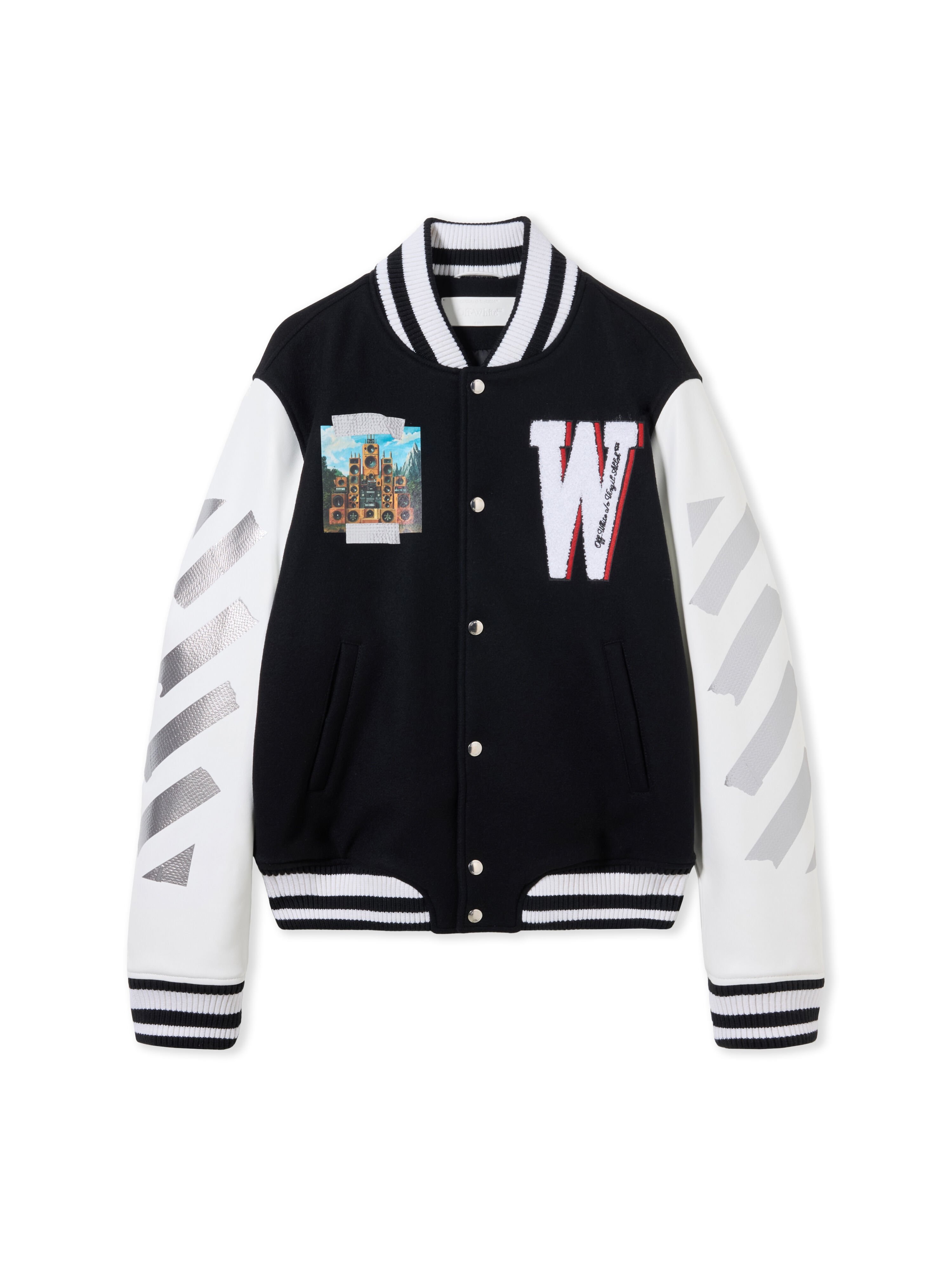 OFF WHITE Wo Soundsystem Varsity BLACK-RED DAHLIA OMJA122F25LEA003