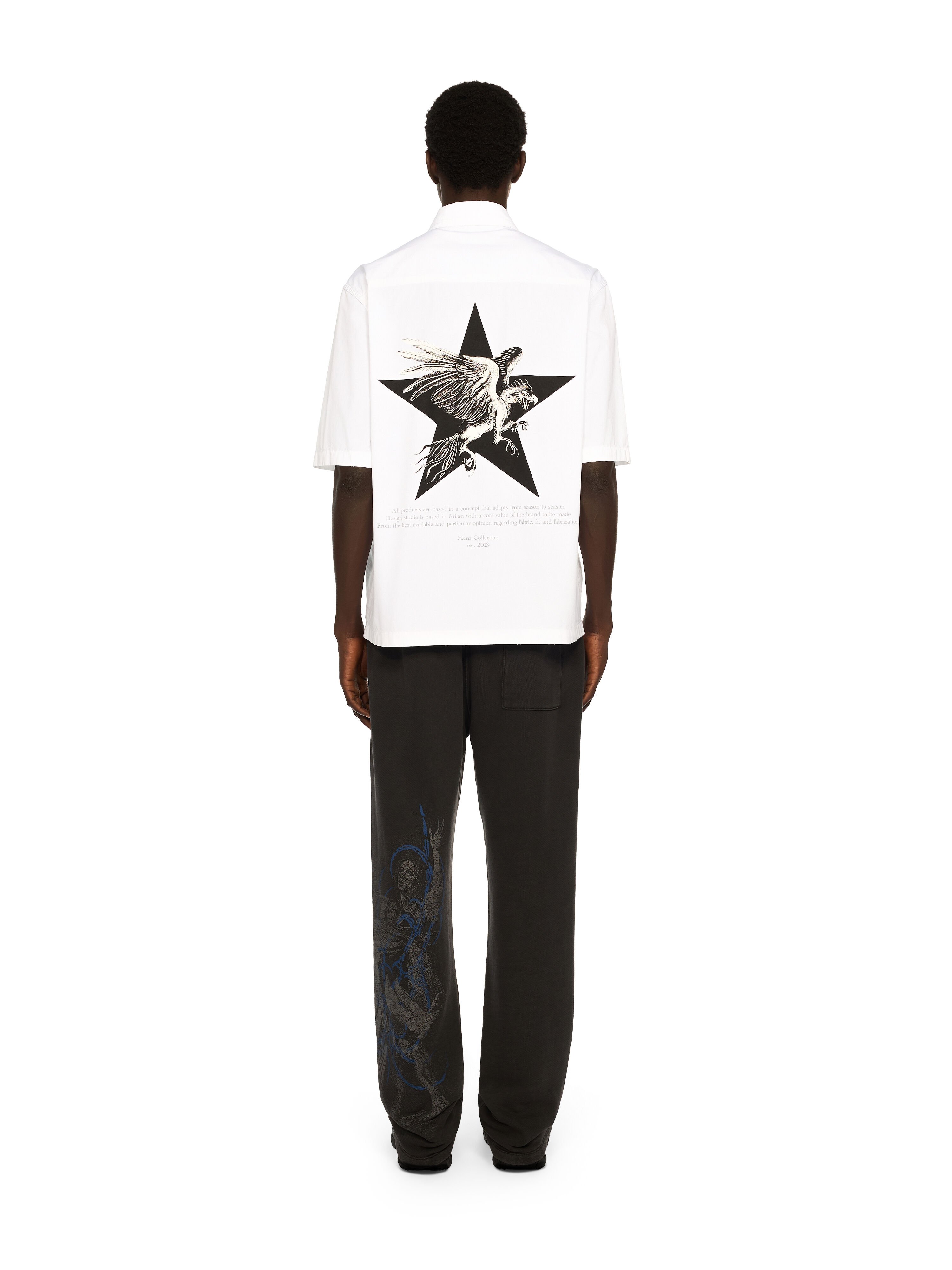 OFF WHITE Xerox Star Zip Bowling Shirt WHITE - BLACK OMGG01DF25FAB003