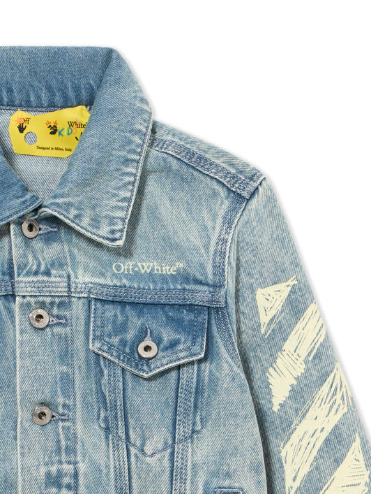 OFF WHITE Diag Sketch Denim Jacket LIGHT BLUE 44GYE001S26D001