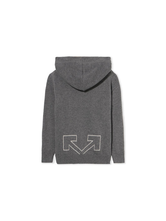 OFF WHITE Type Logo Knit Logo Hoodie DARK GREY - LIGHT GREY OBHU001F25KNI001