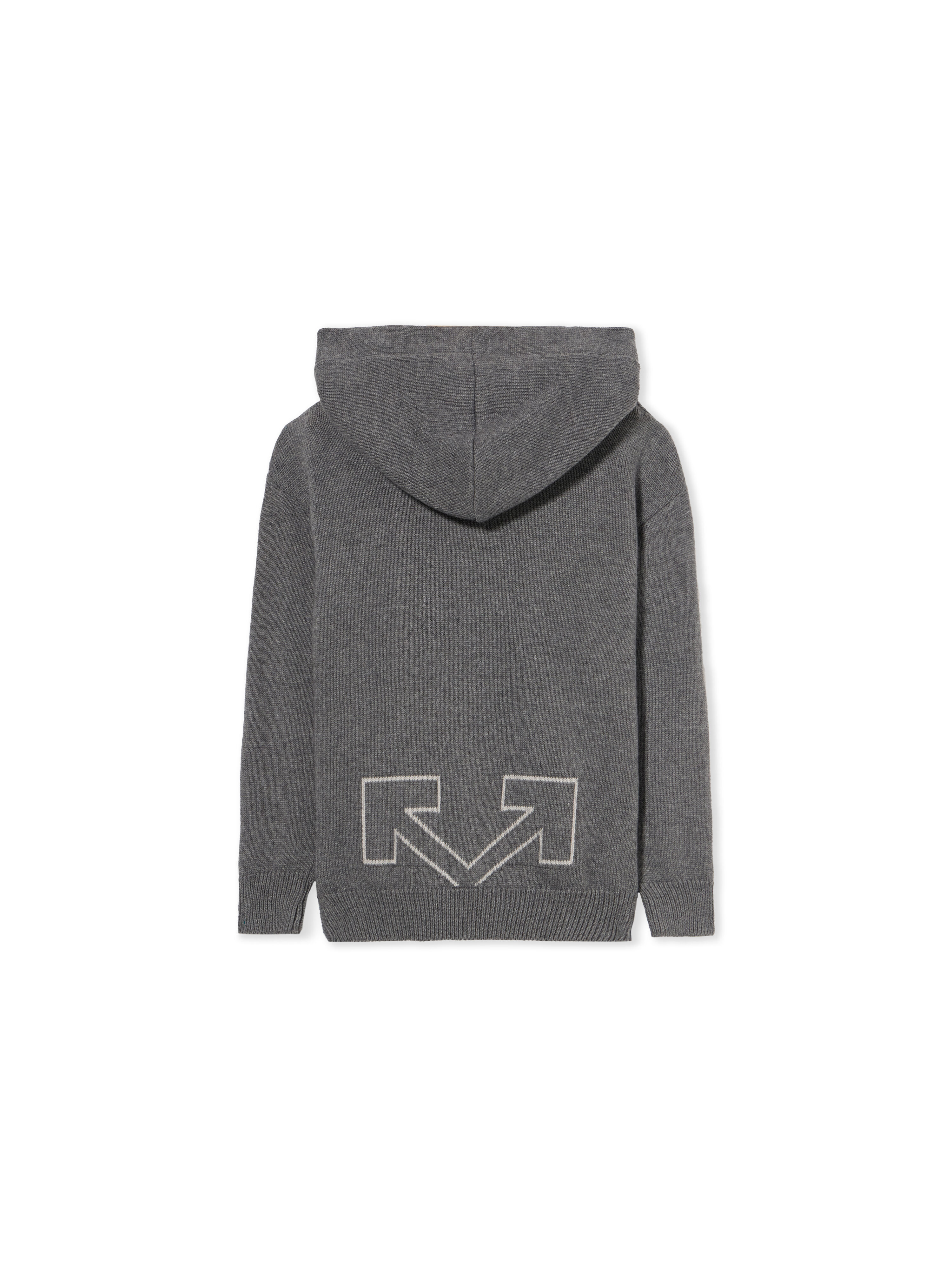OFF WHITE Type Logo Knit Logo Hoodie DARK GREY - LIGHT GREY OBHU001F25KNI001