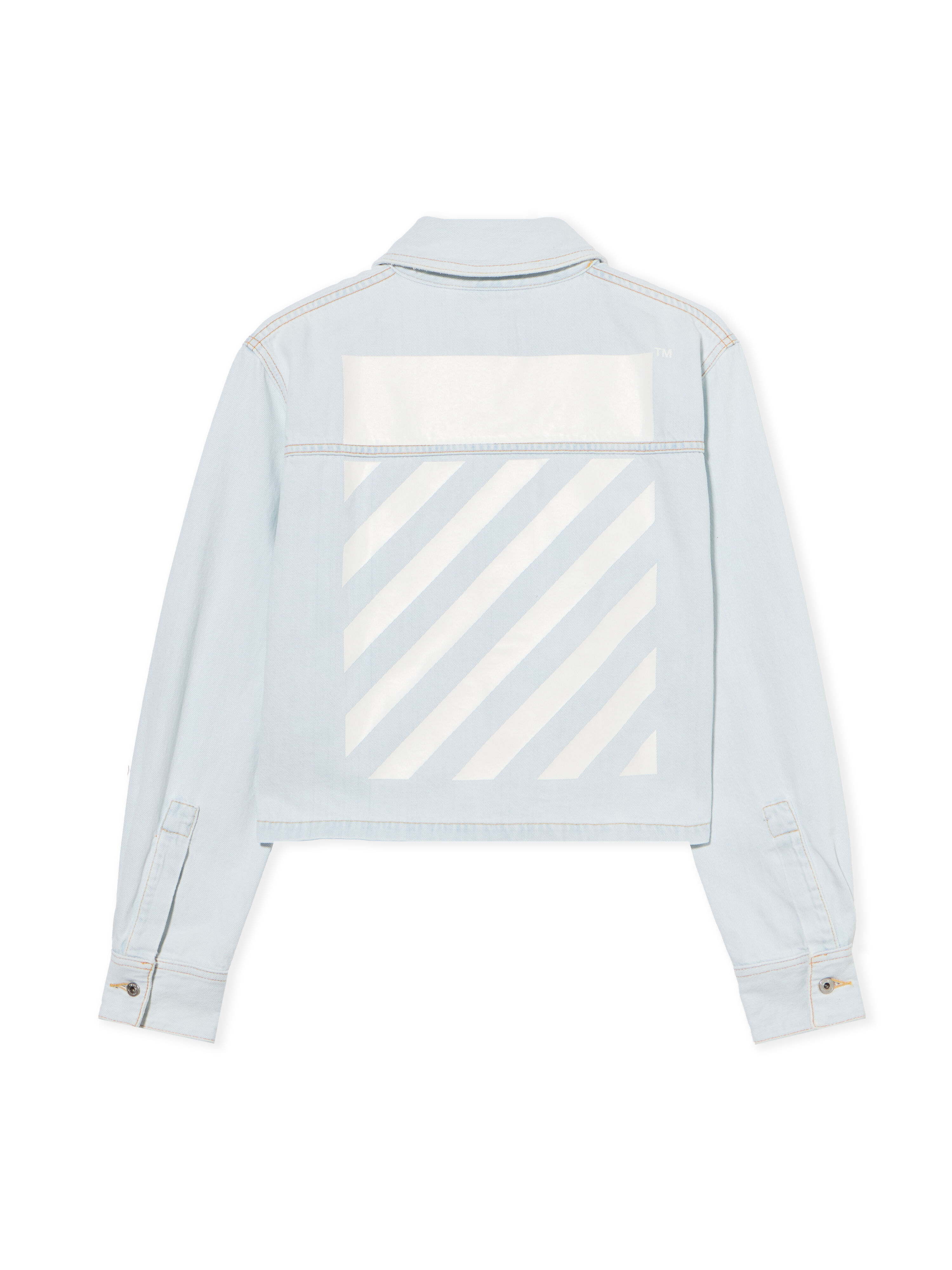OFF WHITE Diag Long Sleeve Denim Shirt LIGHT BLUE-WHITE OWYD013F25DEN002