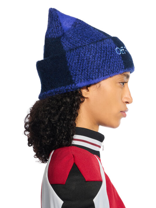 OFF WHITE Bookish Check Beanie COBALT BLUE - LIGHT BLUE OWLC01BF25KNI003