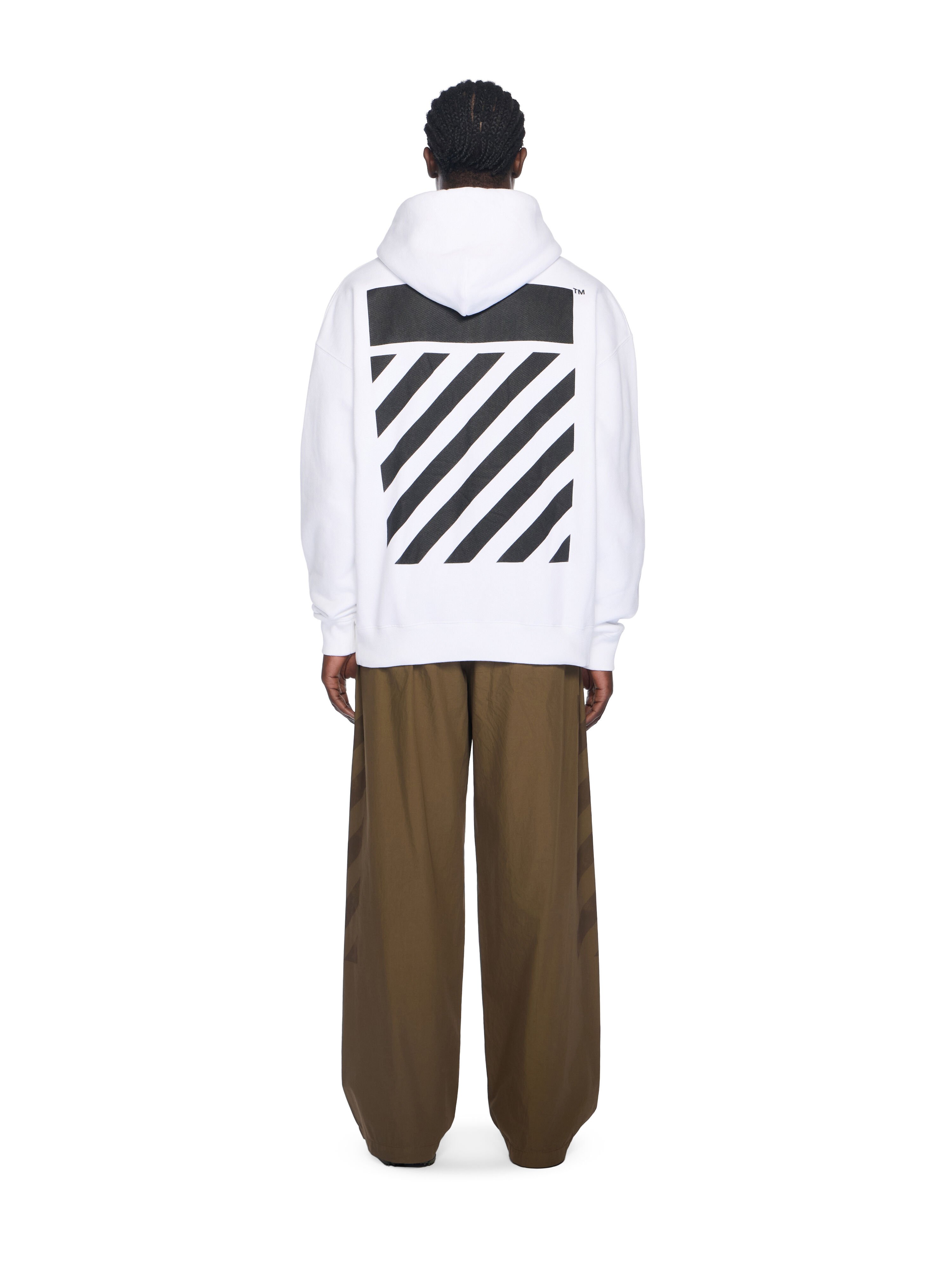 Diagonal Flannel Hoodie OFF WHITE Diagonal Flannel Hoodie WHITE - BLACK OMBB085F25FLE00S