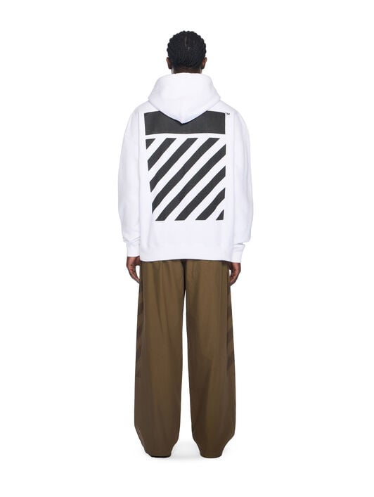 Diagonal Flannel Hoodie OFF WHITE Diagonal Flannel Hoodie WHITE - BLACK OMBB085F25FLE00S