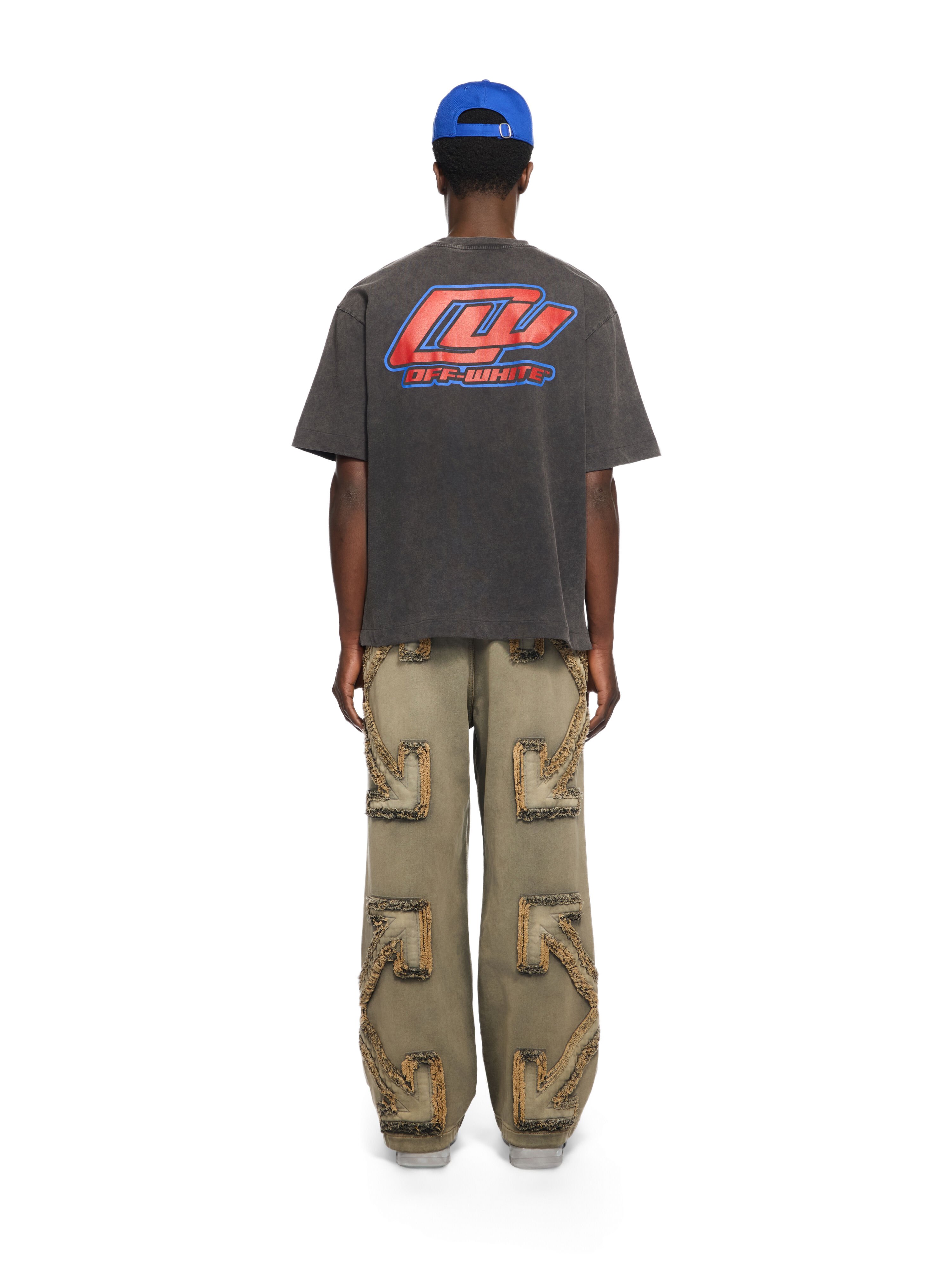 OFF WHITE Desert Ow Skate S/S Tee VINTAGE BLACK - DAZZLING BLUE + HIGH RIS OMAA120W25JER001