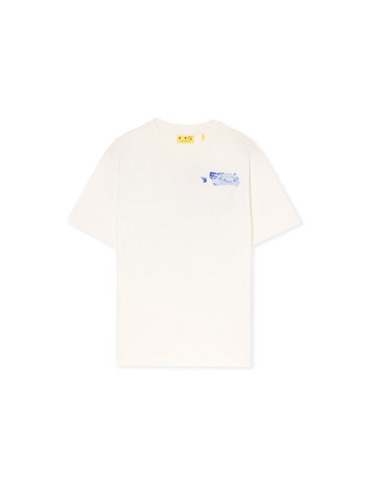 OFF WHITE Arrow Acrylic T-Shirt WHITE - BLUE OBAA002F25JER007