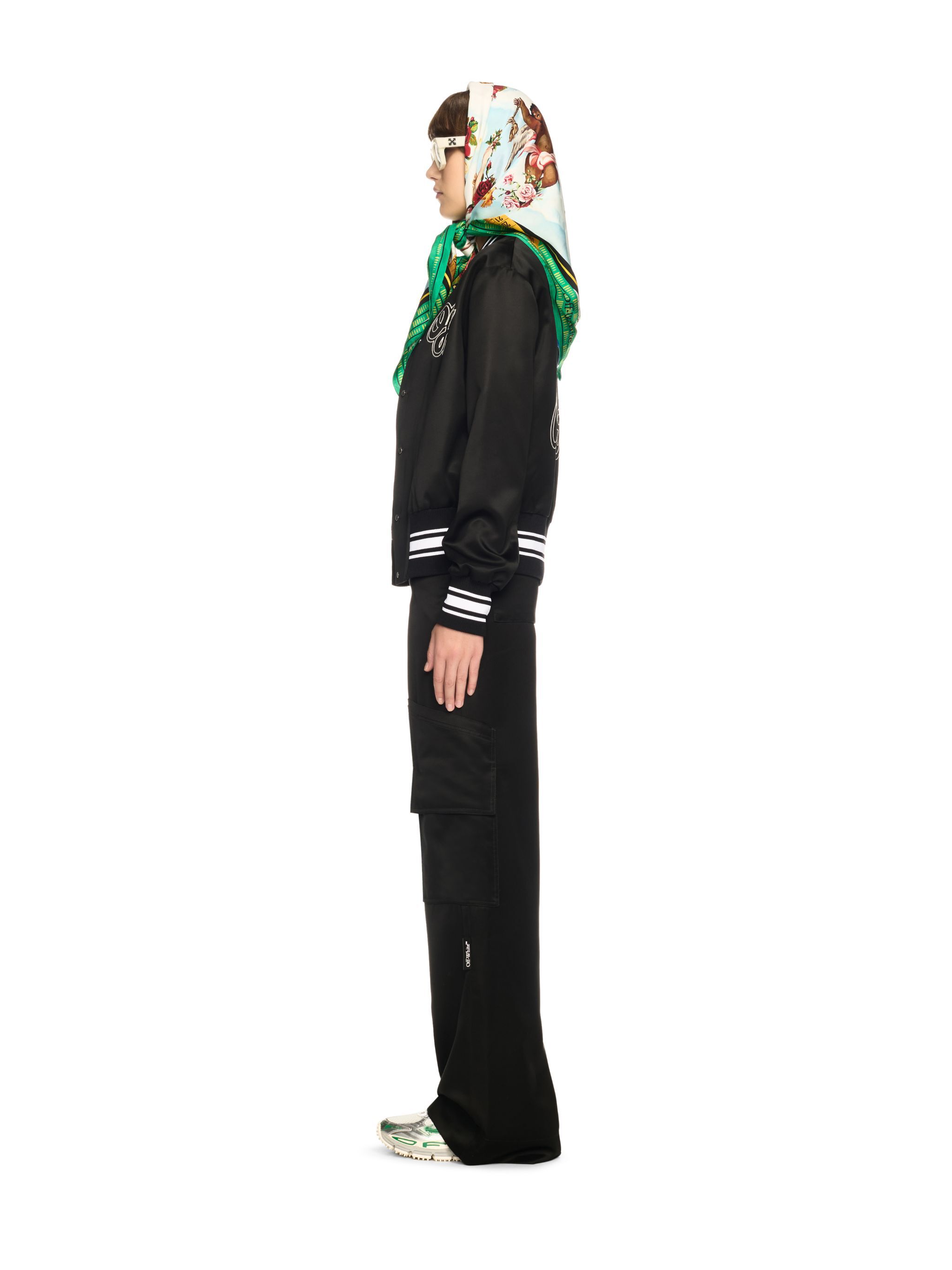 OFF WHITE Giacca Varsity In Raso Nero/Bianco NERO OWEK00FS25FAB001