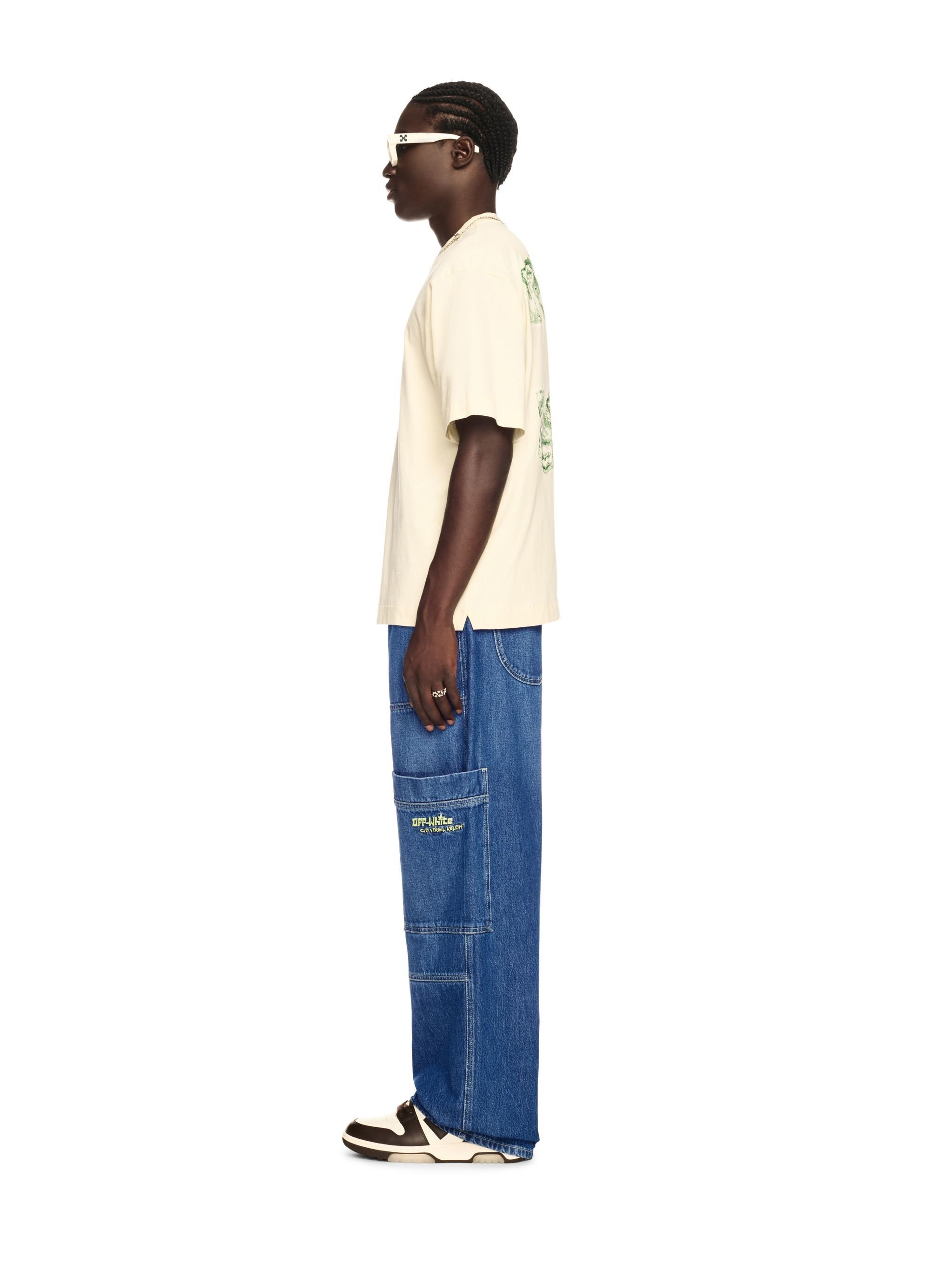OFF WHITE Blue Irregular Cargo Jeans BLUE OMYA18QS25DEN001
