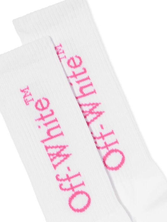 OFF WHITE Bookish Long Socks WHITE - FUCHSIA OGRA003F25KNI002