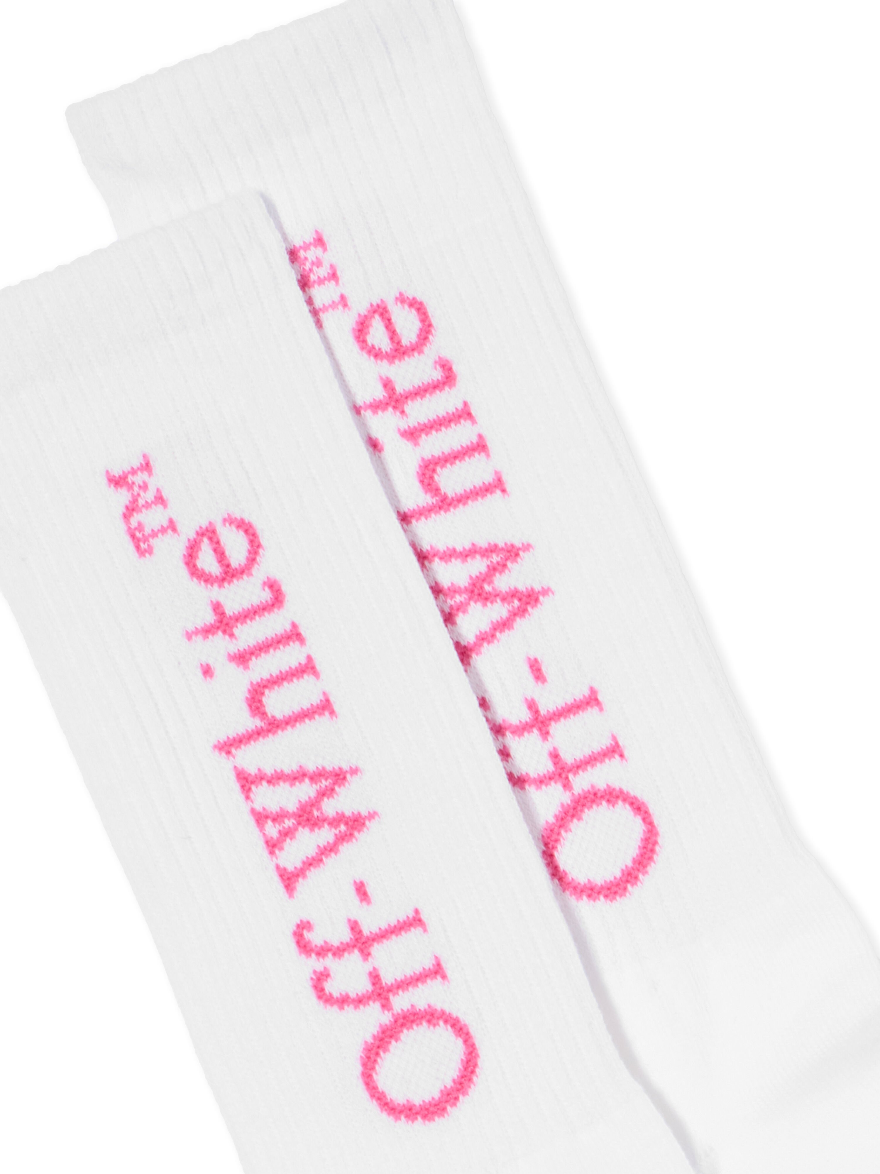 OFF WHITE Bookish Long Socks WHITE - FUCHSIA OGRA003F25KNI002