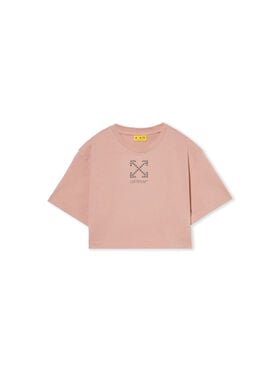 OFF WHITE ARROW STUDS BOXY TEE S/S ROSE PINK - DARK GREY OGAA019F25JER002