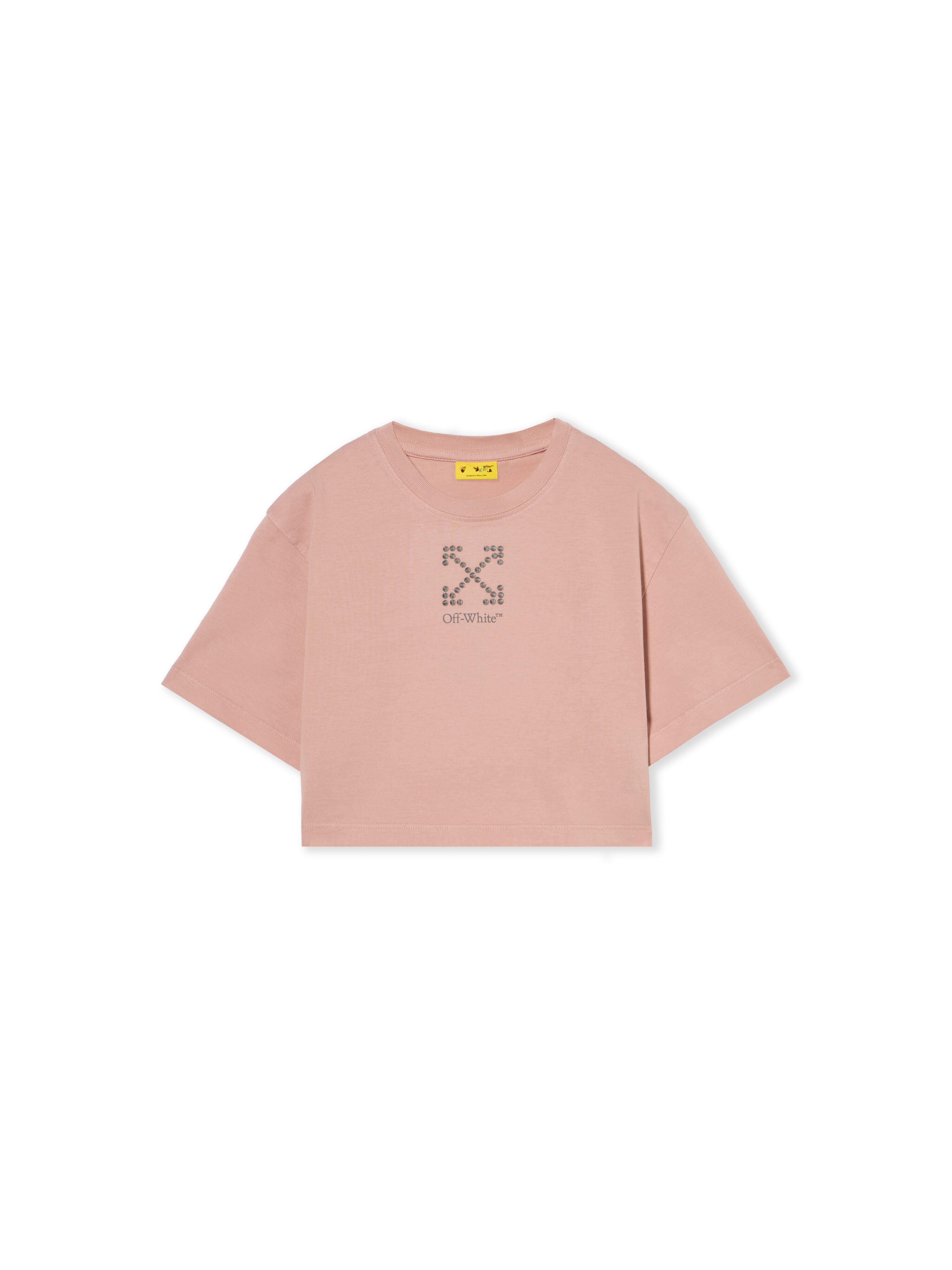 OFF WHITE Arrow Studs Boxy T-Shirt ROSE PINK - DARK GREY OGAA019F25JER002