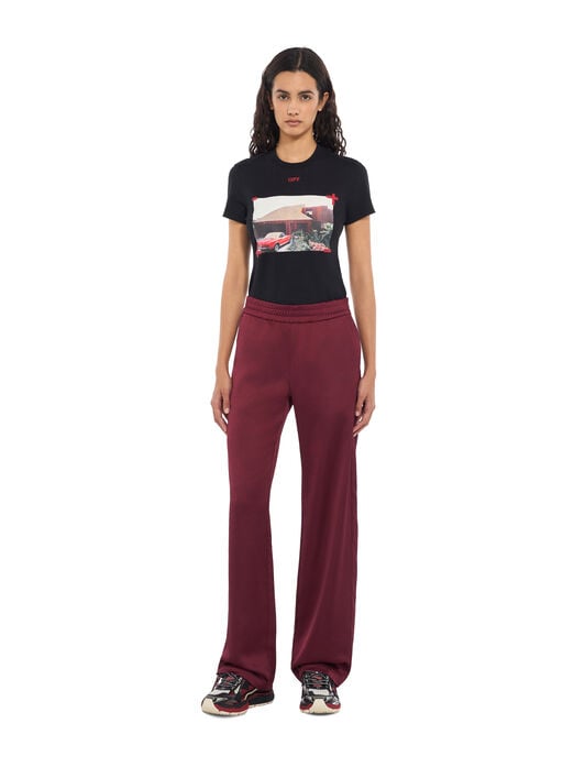 OFF WHITE Diag Lace Satin Track Pants Rumba Red Nautical Blue 2FH00861B