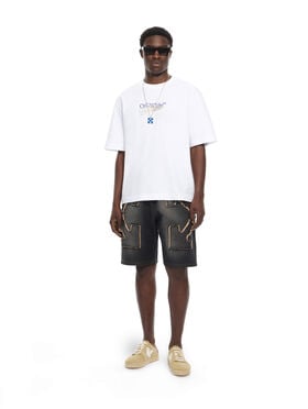 OFF WHITE Distress Arr Skate Sweatshort HIGHLIGHTED BLACK 44MCI013S26D001