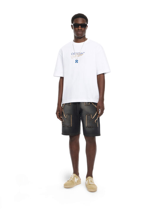 OFF WHITE Distress Arr Skate Sweatshort HIGHLIGHTED BLACK 44MCI013S26D001