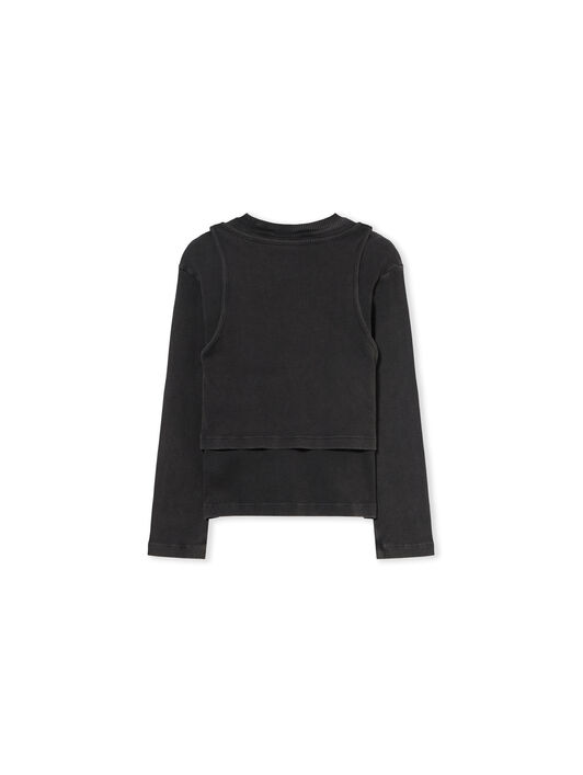 OFF WHITE Off Stamp Acid Wash Rib Top DARK GREY - WHITE OGAB00BF25JER001