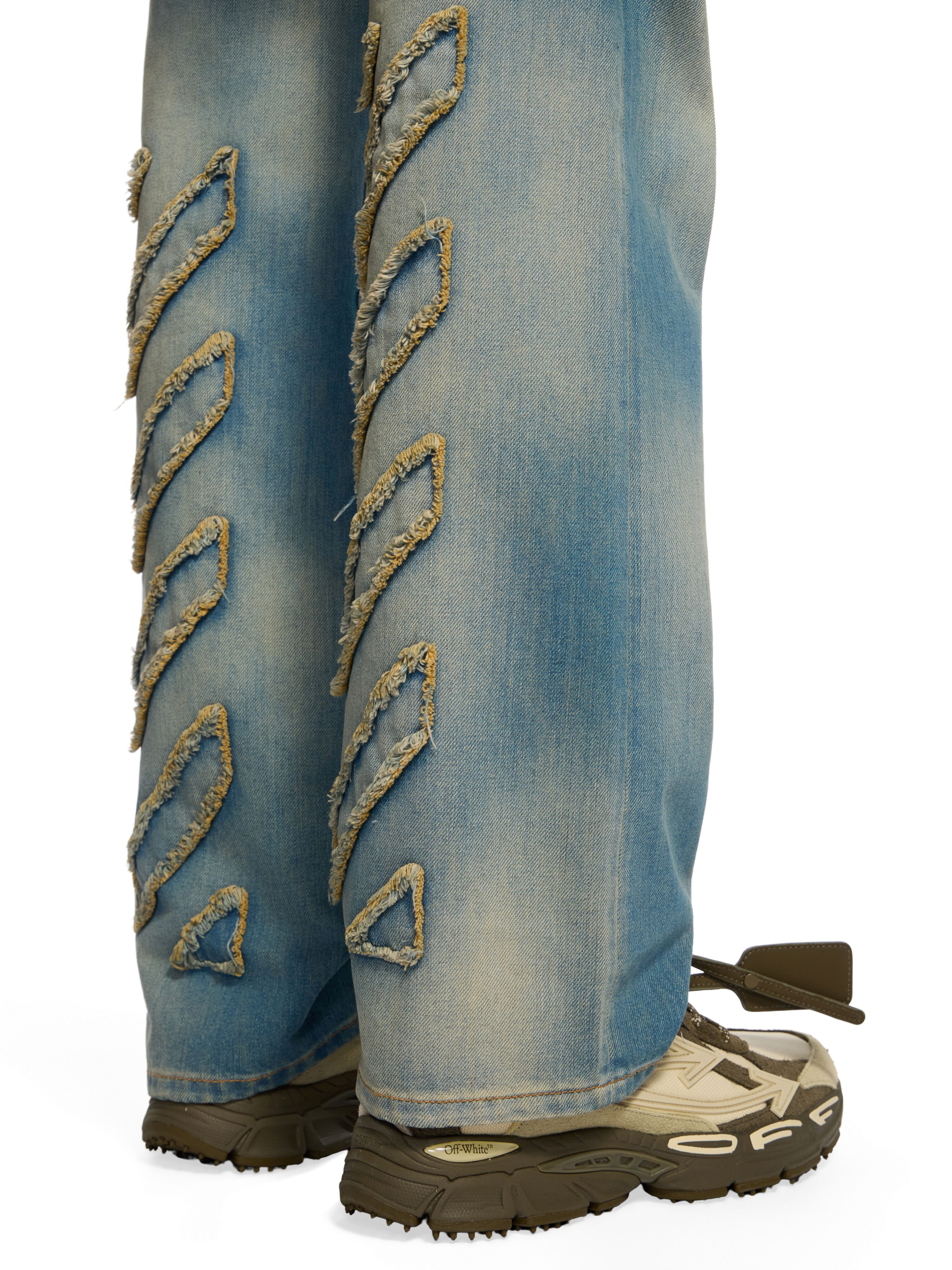 Diagonal Raw Patch 90S Skate Jeans OFF WHITE Diagonal Raw Patch 90S Skate Jeans DIRTY BLUE - DIRTY BLUE OMYA18WF25DEN003