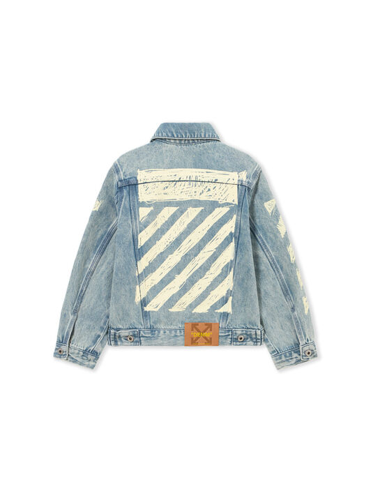 OFF WHITE Diag Sketch Denim Jacket LIGHT BLUE 44GYE001S26D001