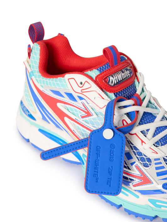 OFF WHITE Be Right Back Fishnet Sneakers FIERY RED - COBALT BLUE OMIA295S26FAB004