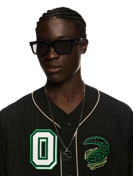 OFF WHITE Maglia Da Baseball Nera Con Motivo Crocodile NERO OMGG014S25FAB002