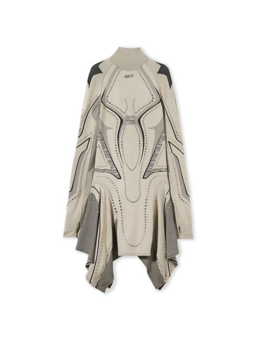 OFF WHITE Studs Seaml Race Dress SAND - BLACK OWVT02EW25KNI001