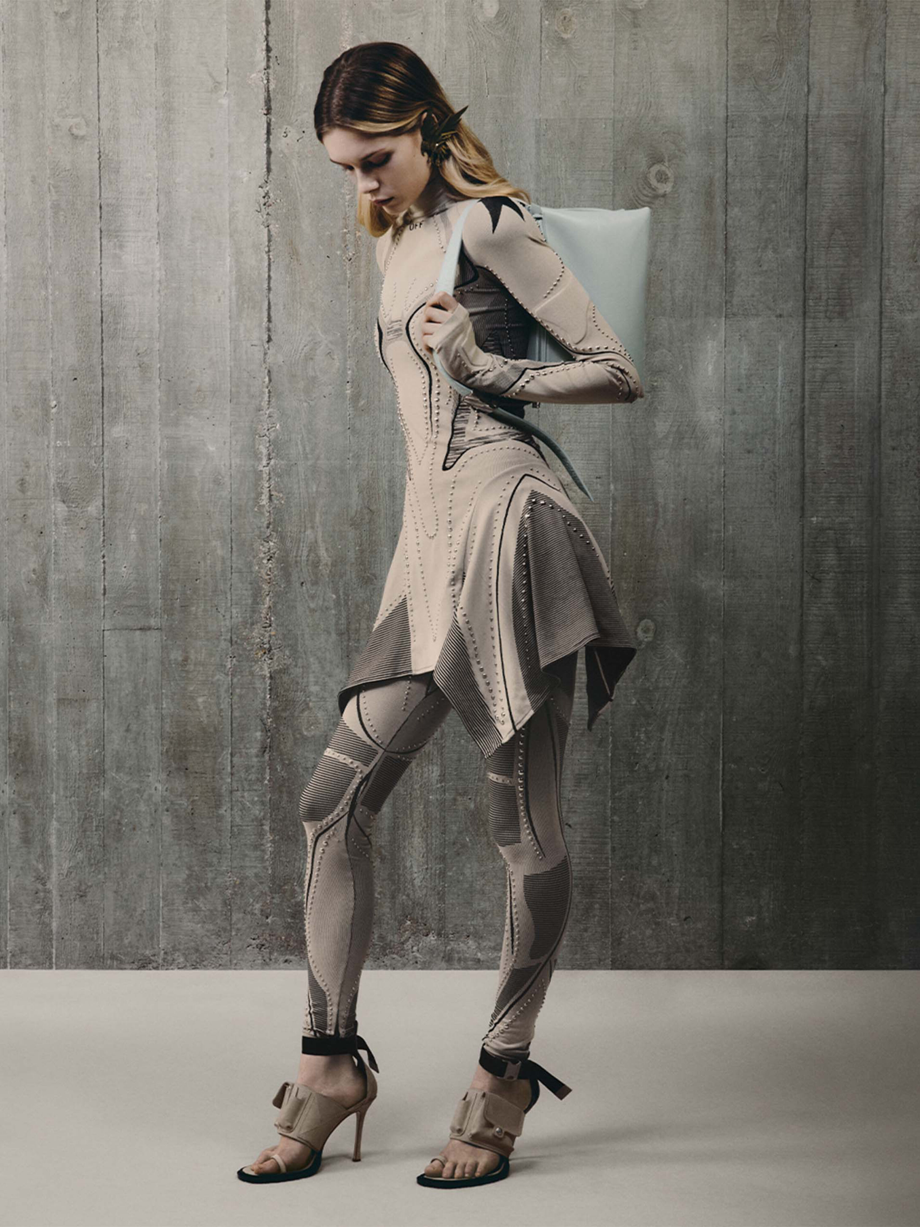 OFF WHITE Studs Seaml Race Dress SAND - BLACK OWVT02EW25KNI001