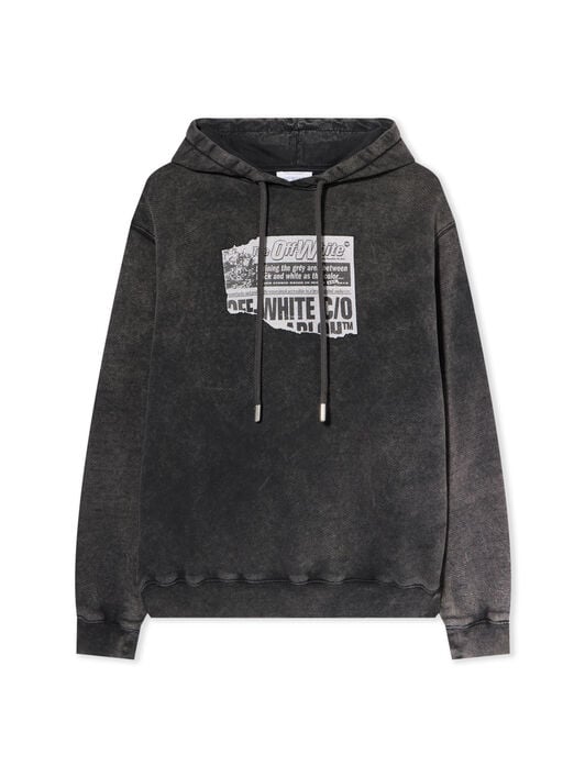 News Regular Logo Hoodie OFF WHITE News Regular Logo Hoodie MARBLE BLACK-BLACK OWBB035F25FLE005