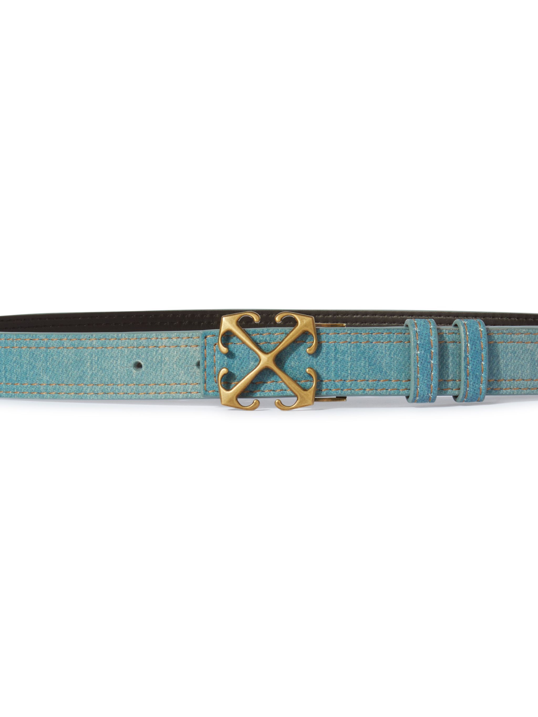 OFF WHITE Arrow Belt 25 Denim Leather Light Blue - BLUE OWRB133S25LEA001