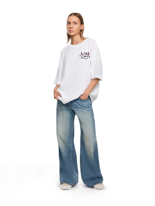 LAB L/AB Floral Logo Skate T-Shirt Bright White Flower LABF2639A00035T