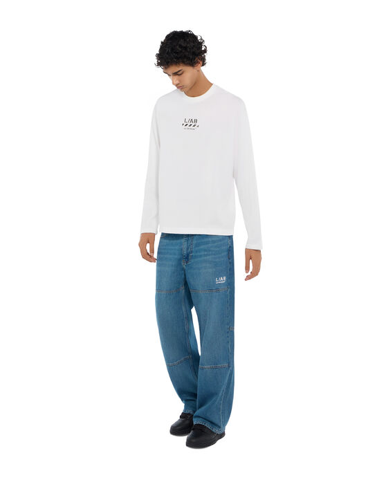 LAB L/AB Diagonal Long-Sleeve T-Shirt WHITE 44LABF26T051