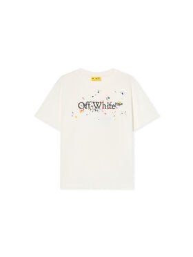 OFF WHITE Big Bookish Splat Logo T-Shirt WHITE - BLACK OBAA002F25JER005
