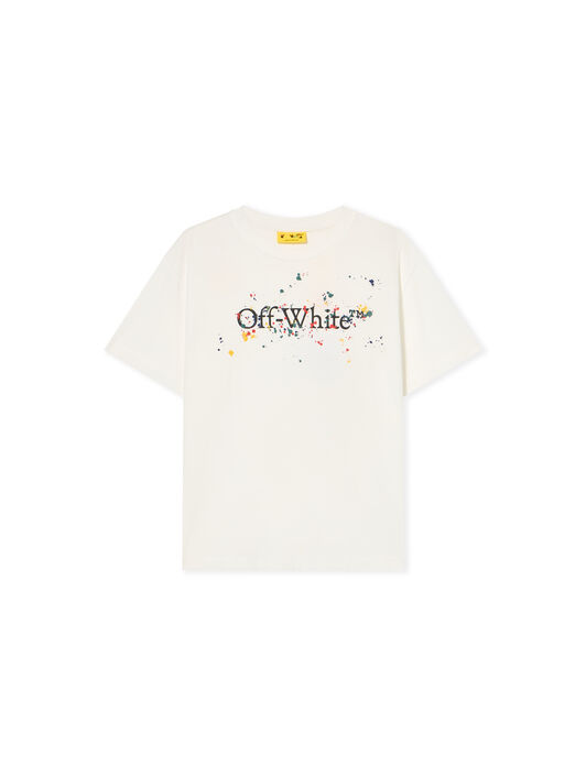 OFF WHITE Big Bookish Splat Logo T-Shirt WHITE - BLACK OBAA002F25JER005
