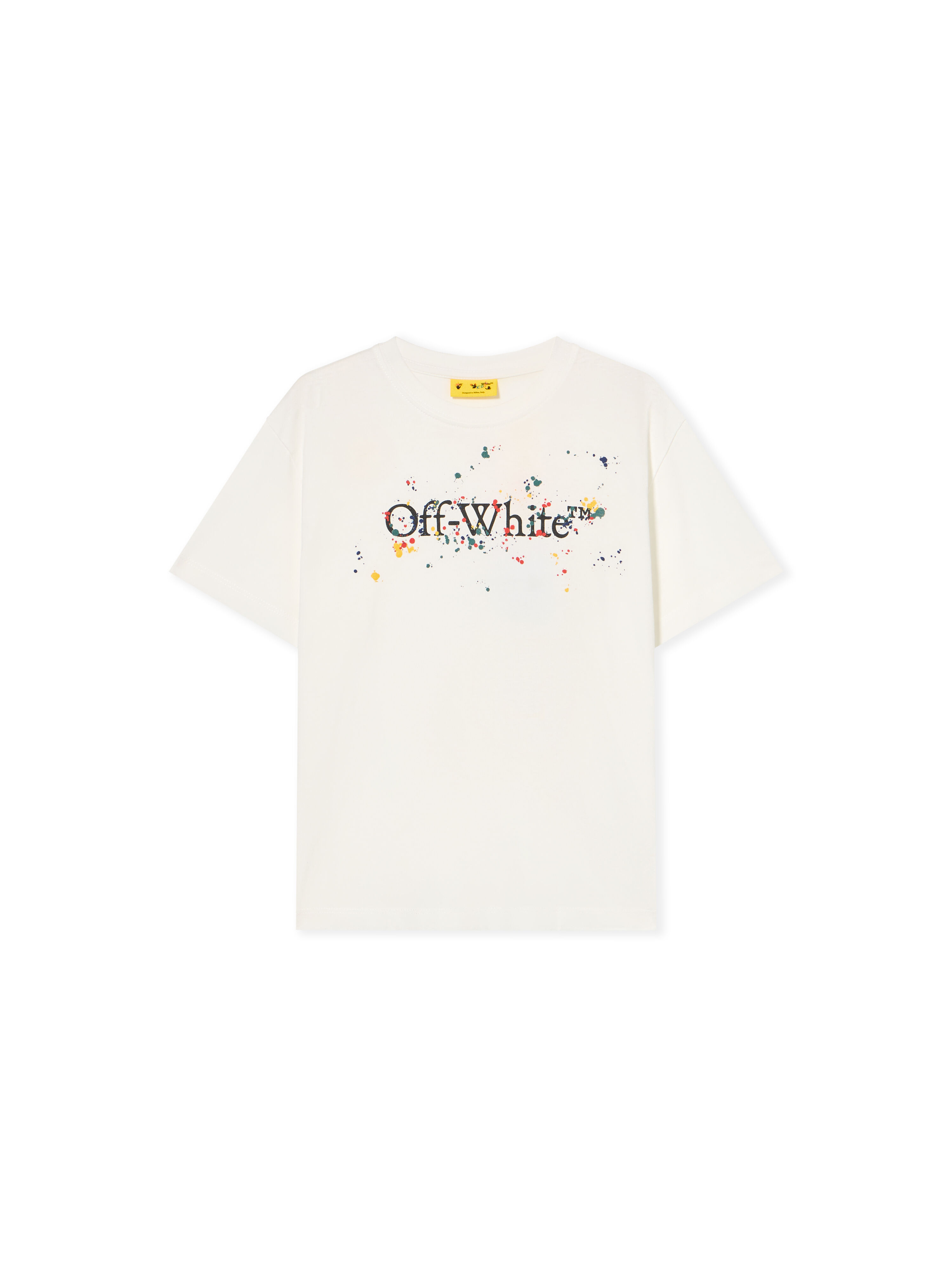 OFF WHITE Big Bookish Splat Logo T-Shirt WHITE - BLACK OBAA002F25JER005