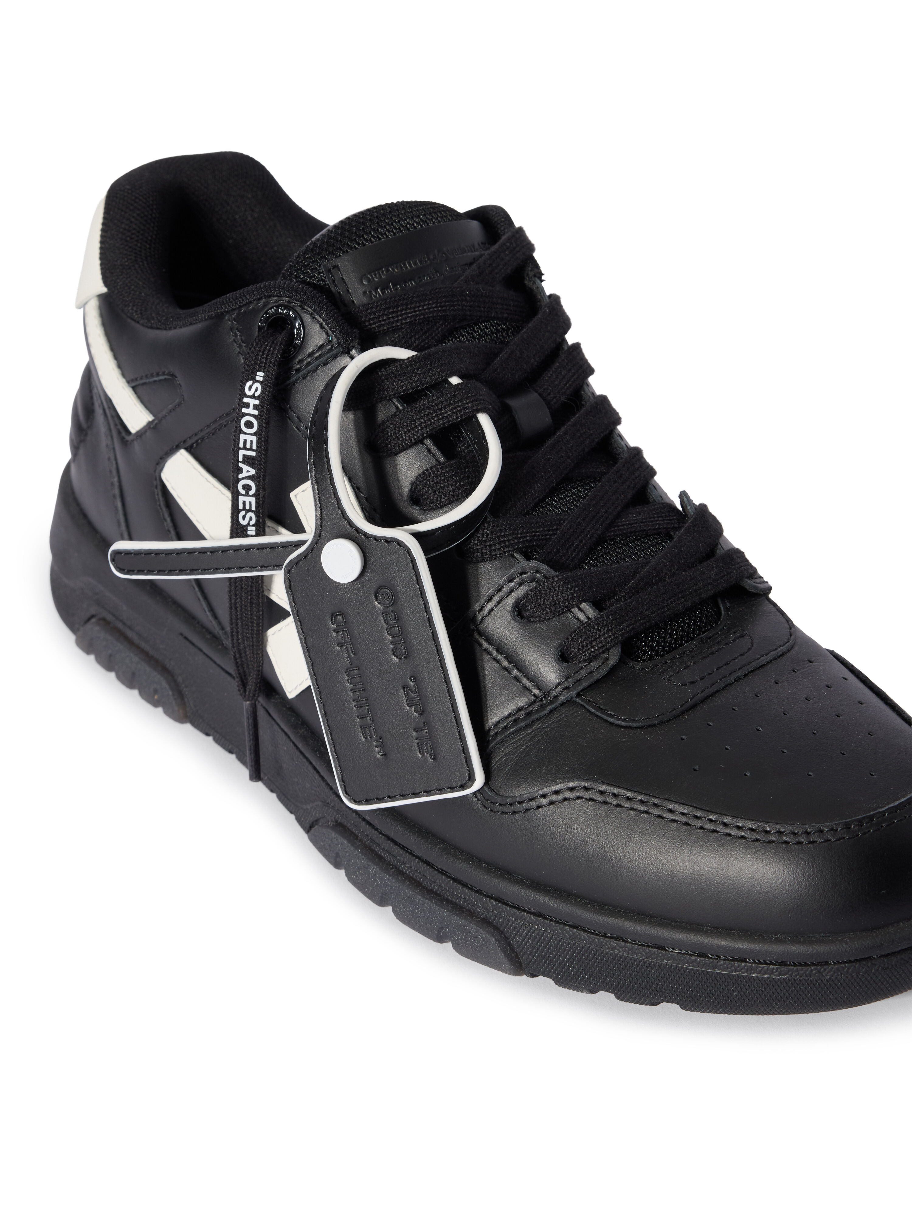 OFF WHITE Out Of Office Leather Sneakers BLACK - WHITE OMIA189C99LEA019