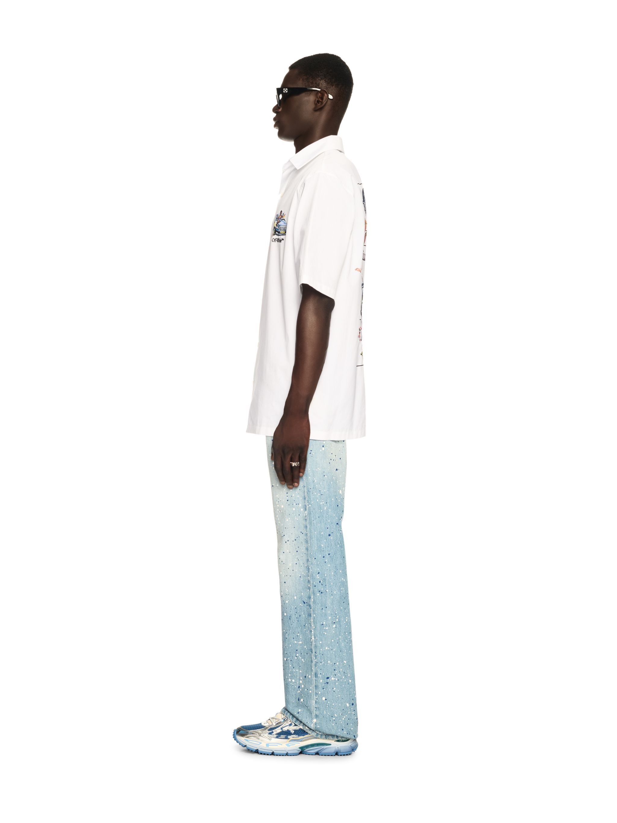 OFF WHITE White Fresco Arrow Bowling Shirt WHITE OMGG013S25FAB001