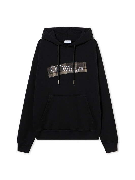 OFF WHITE Flannel Diagonal Skate Hoodie BLACK - WHITE OMBB085F25FLE00S