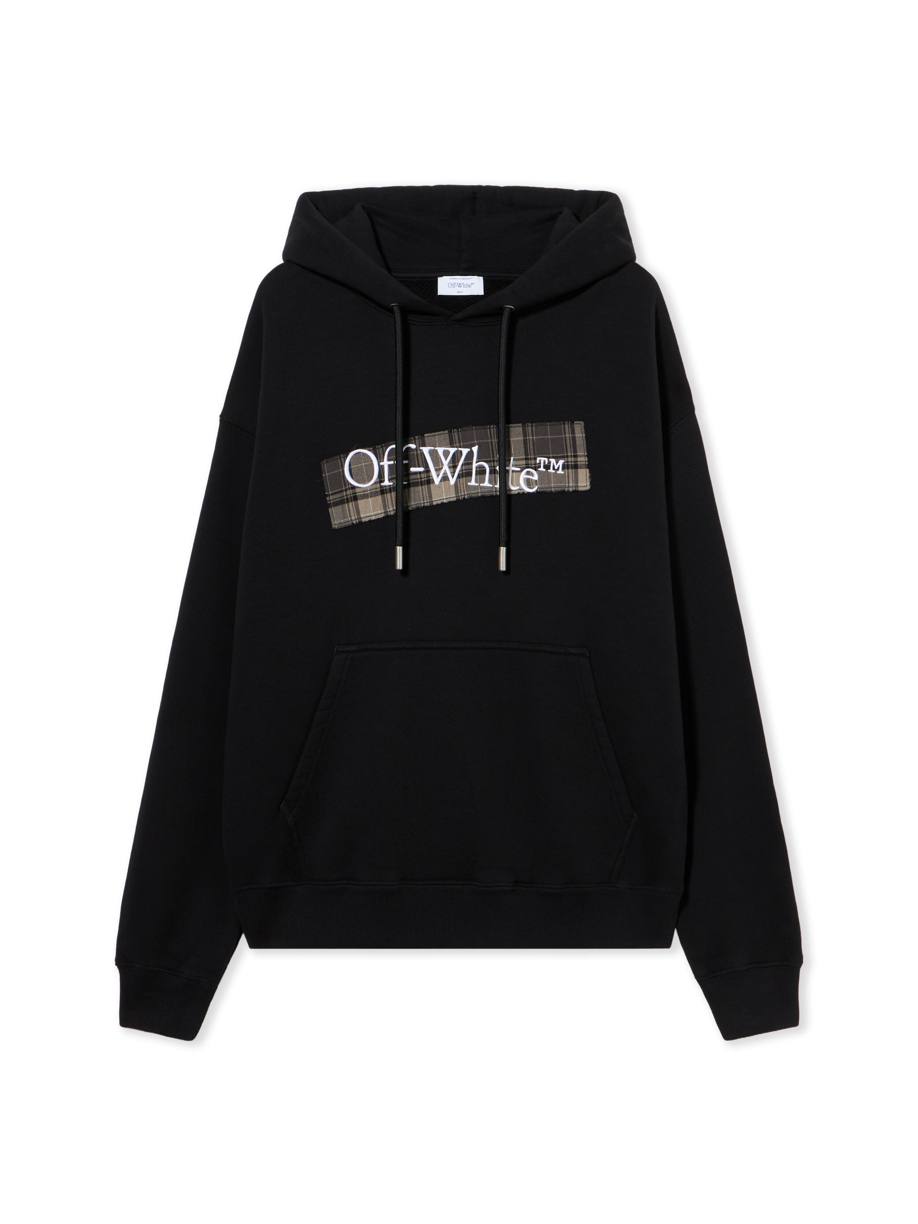 OFF WHITE Flannel Diagonal Skate Hoodie BLACK - WHITE OMBB085F25FLE00S