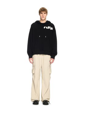 OFF WHITE Felpa Nera Con Cappuccio E Logo Off Split NERO OMBB085S25FLE00G