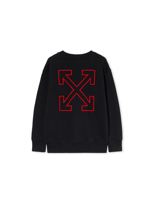 OFF WHITE Arrow Outline Flock Crew Sweatshirt BLACK - RED OBBA001F25FLE007
