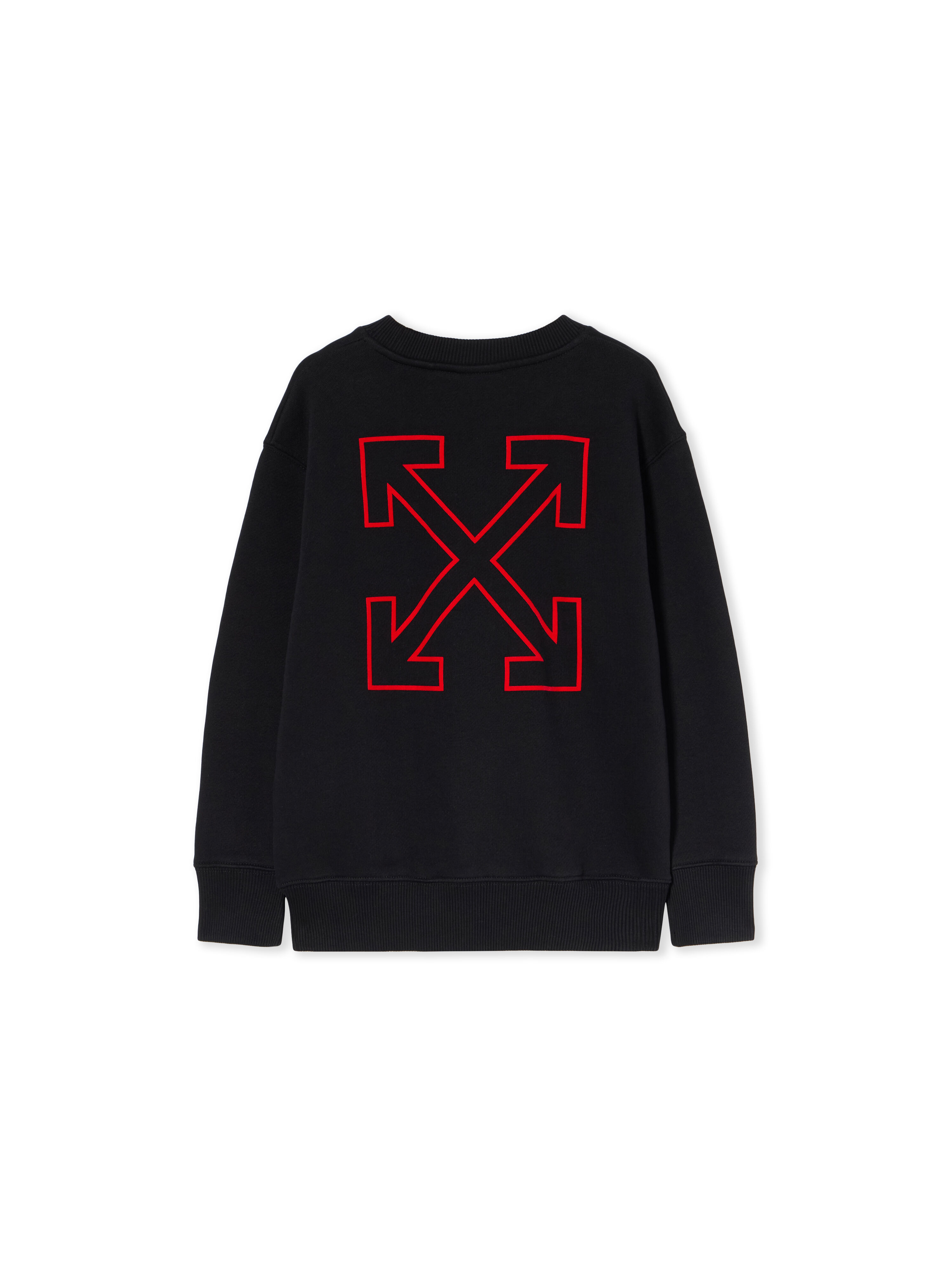 OFF WHITE Arrow Outline Flock Crew Sweatshirt BLACK - RED OBBA001F25FLE007
